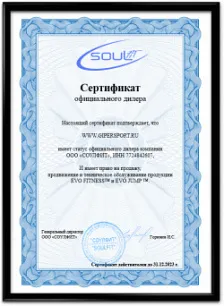 Свидетельство официального дилера Evo Fitness, Evo Jump Свидетельство официального дилера Evo Fitness, Evo Jump