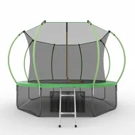 Батут для дачи EVO JUMP Internal 12ft (Green) с внутренней сеткой и лестницей + нижняя сеть